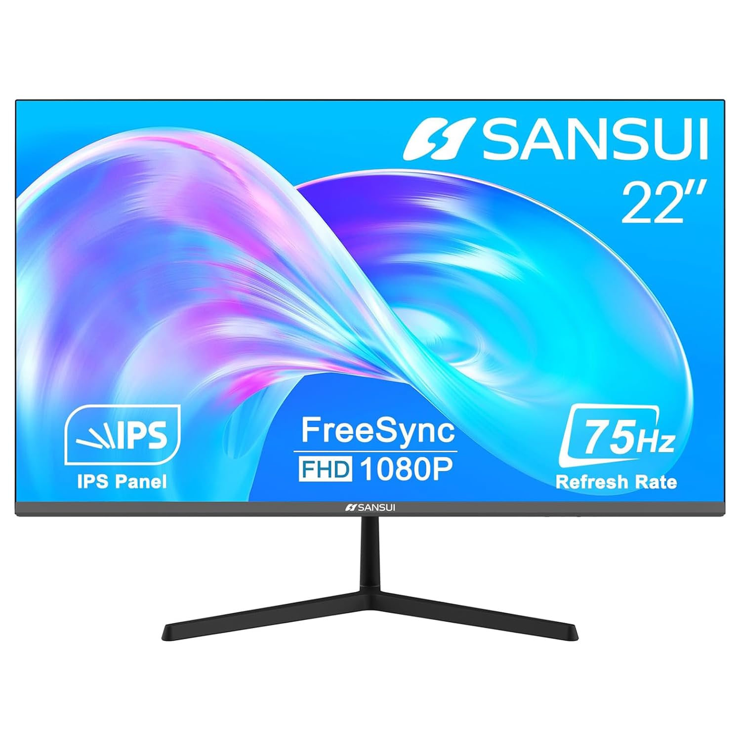 SANSUI 22" Ultra-Thin 75Hz Monitor, Eye Care & VESA Mount