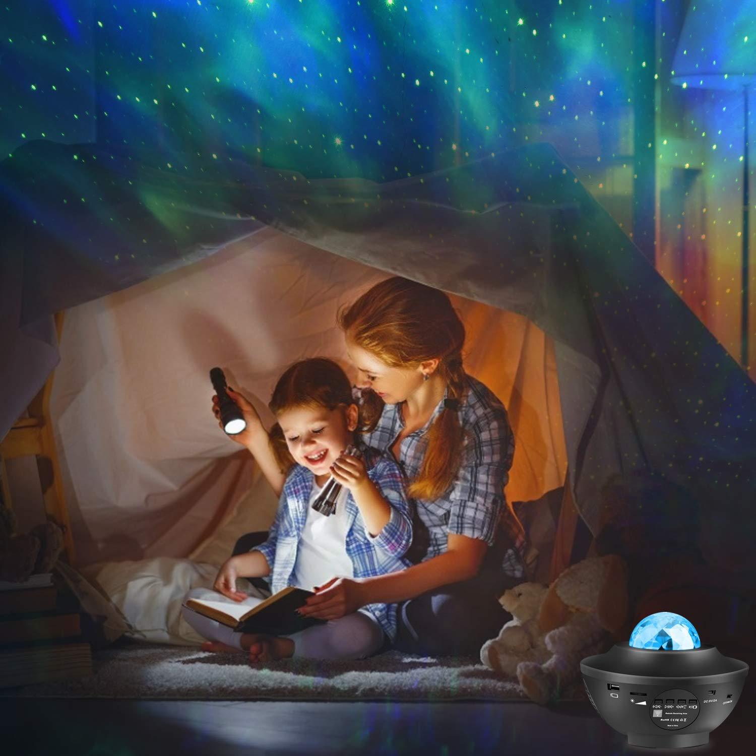 StarHaven | LED Star Projector Night Light – Bluetooth Music, Remote Control, USB Rechargeable & 360° Rotating Cosmos