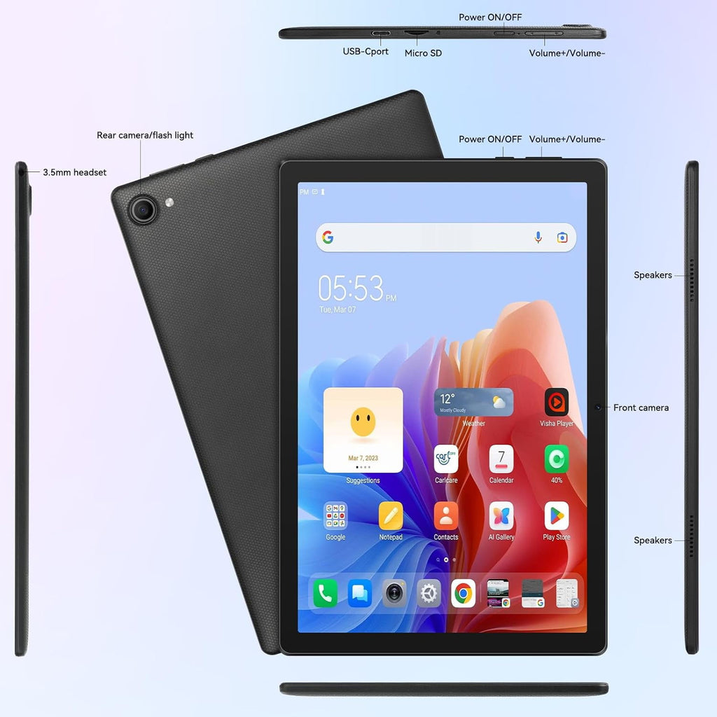Android 14 Tablet: 10.1 Inch, 8GB RAM + 64GB ROM (1TB)