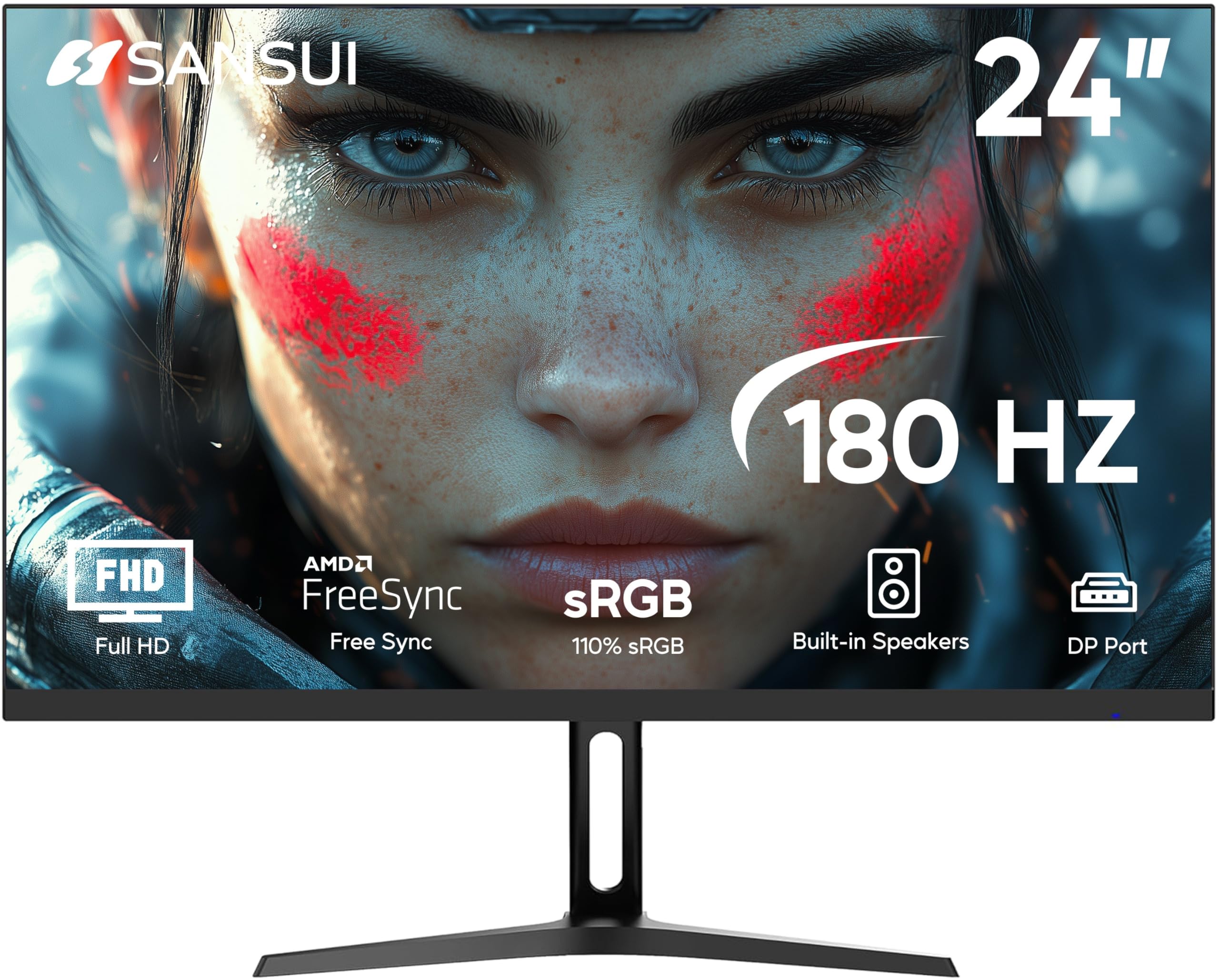 SANSUI 24" FHD Monitor: 180Hz, IPS, Built-in Speakers