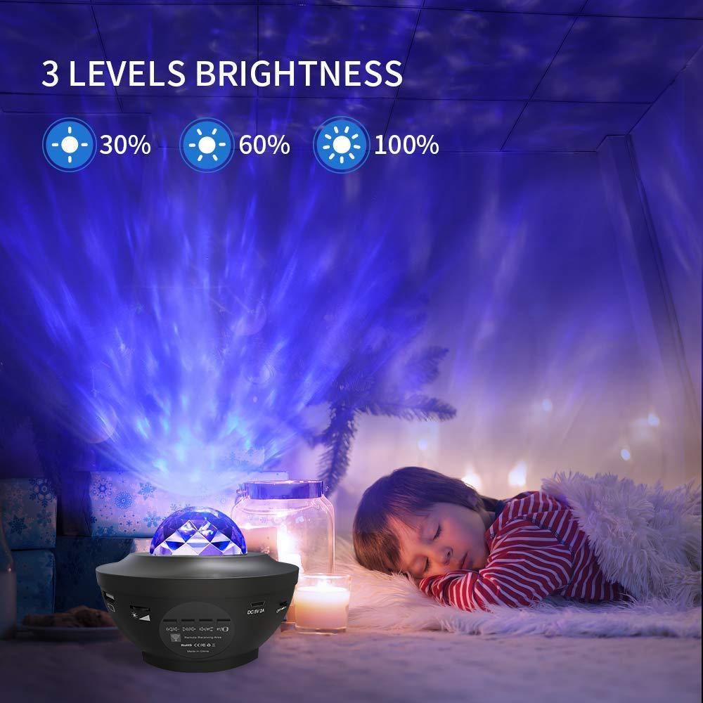 StarHaven | LED Star Projector Night Light – Bluetooth Music, Remote Control, USB Rechargeable & 360° Rotating Cosmos